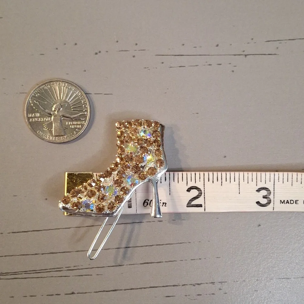 Gold Rhinestone High Heel Barette